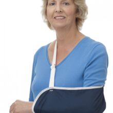 Woman wearing an arm sling