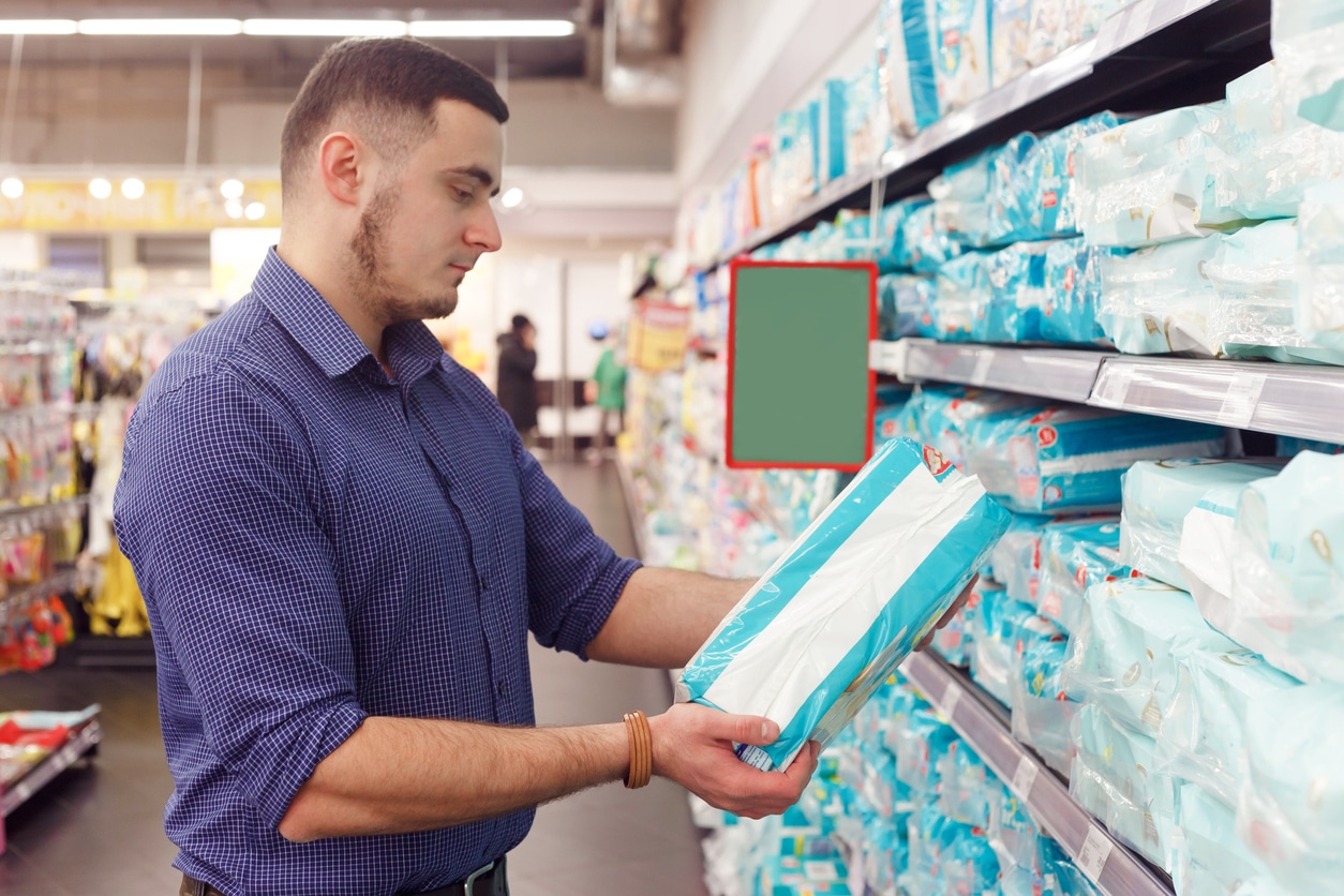 Man holding diaper pack