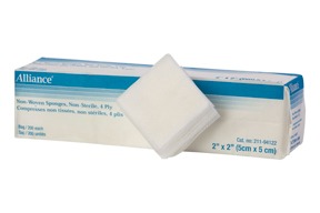 STERILE NON WOVEN GAUZE SPONGE 4 PLY 5CMX5CM 2 PER POUCH